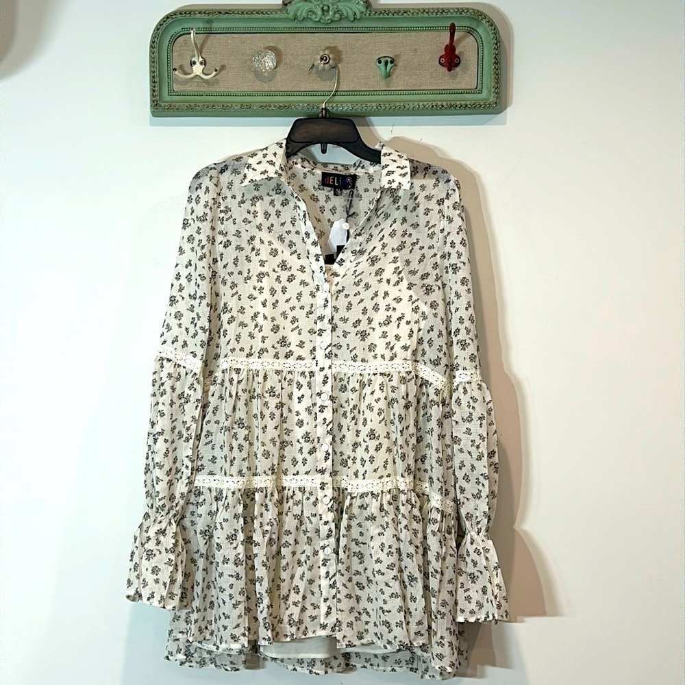Delia’s dolls kill bohemian rebel heart long sleeve mini dress new size medium